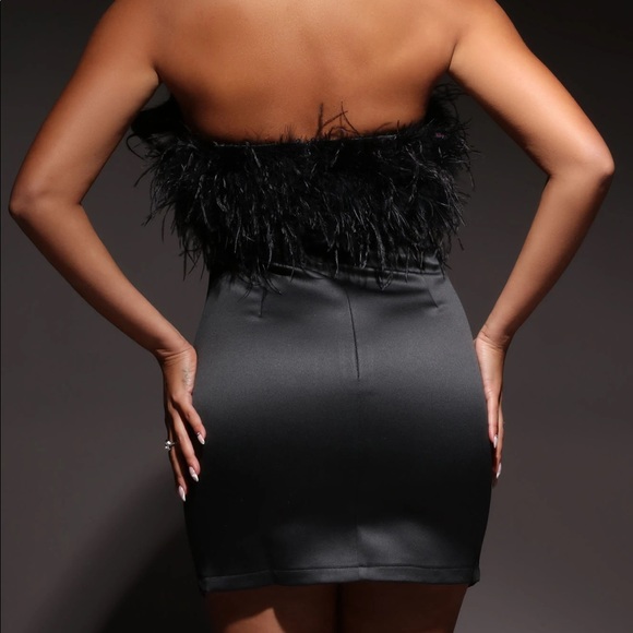 Black Marisa Feather mini dress - Picture 5 of 16